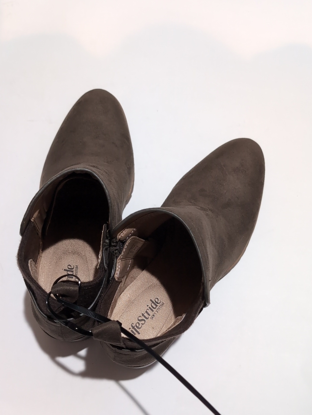 Life Stride Taupe Suede-Look Ankle Booties